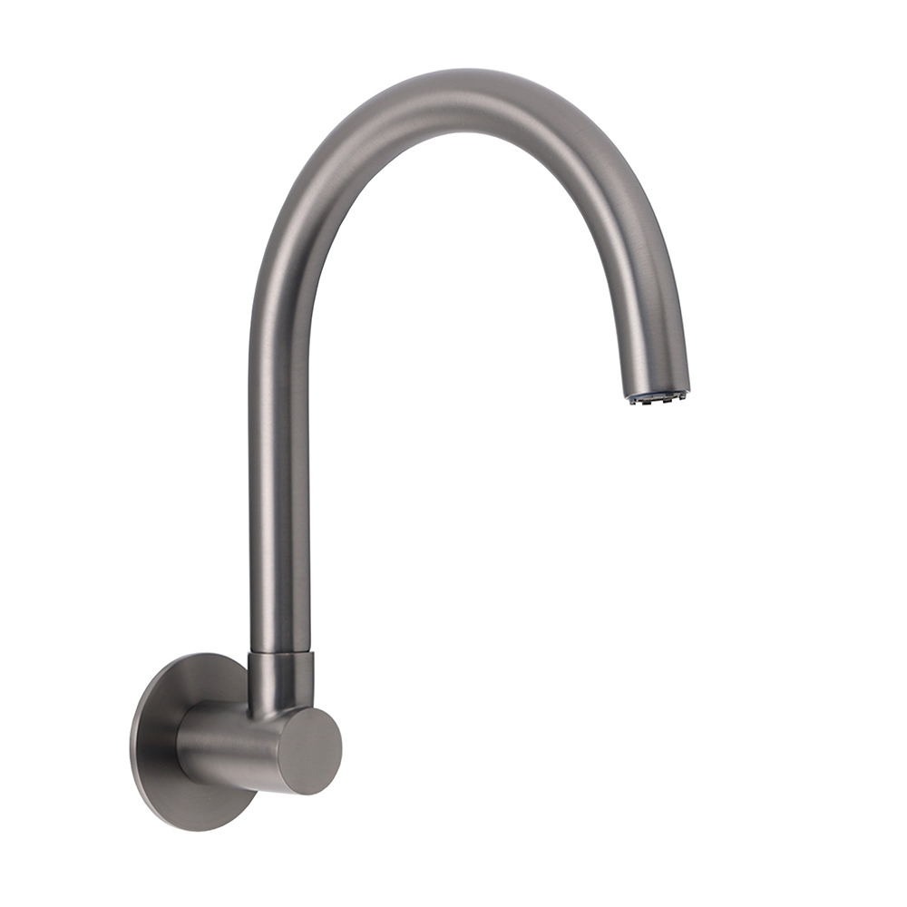 Gun Metal Bathroom Tub Filler Round Gooseneck Arm Faucet Water Outlet Wall Spout - Image 1