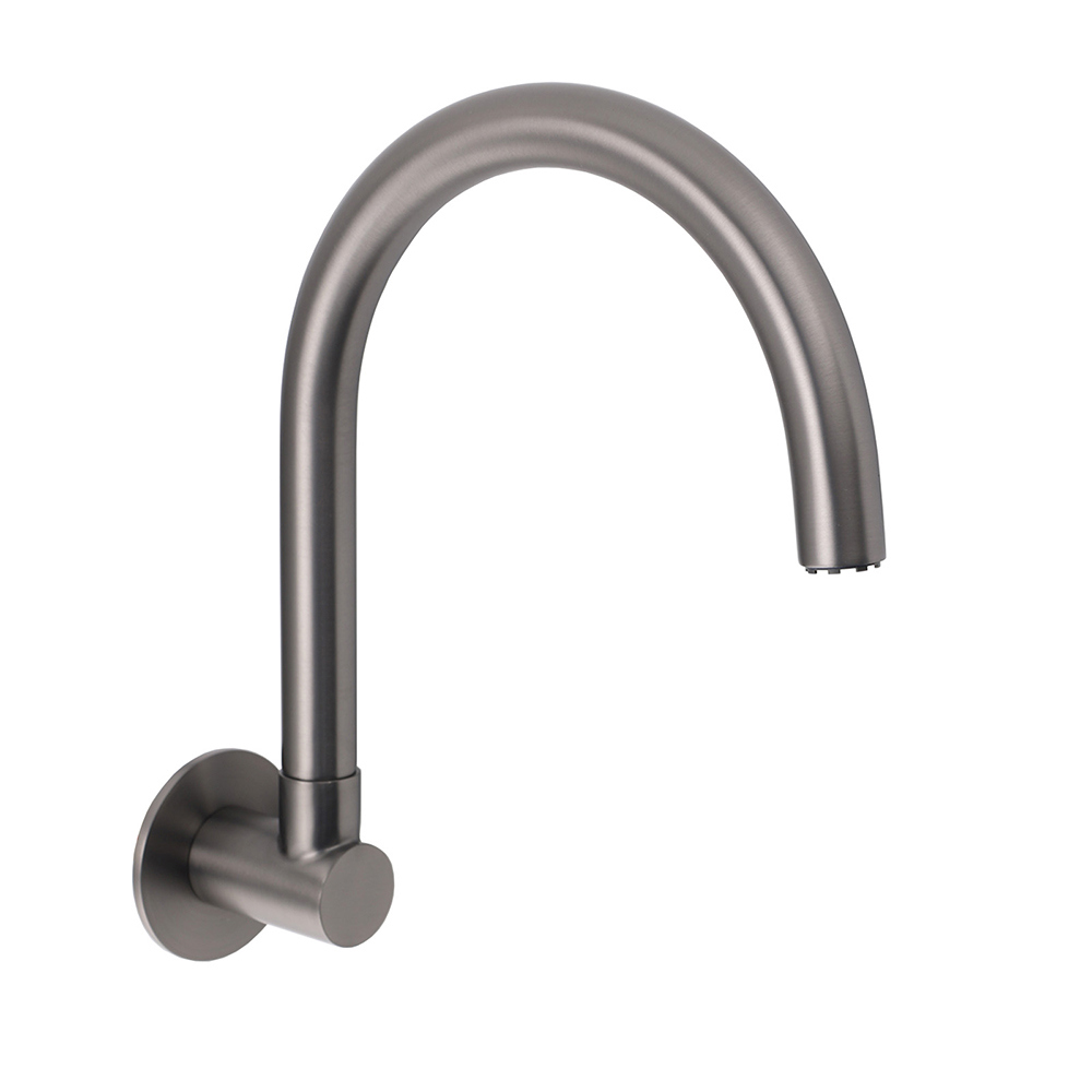 Gun Metal Bathroom Tub Filler Round Gooseneck Arm Faucet Water Outlet Wall Spout - Image 2