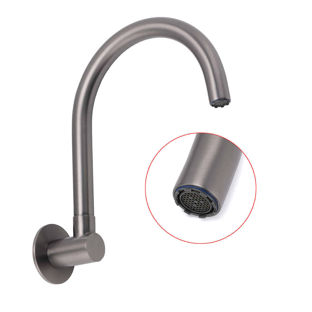Gun Metal Bathroom Tub Filler Round Gooseneck Arm Faucet Water Outlet Wall Spout - Image 3
