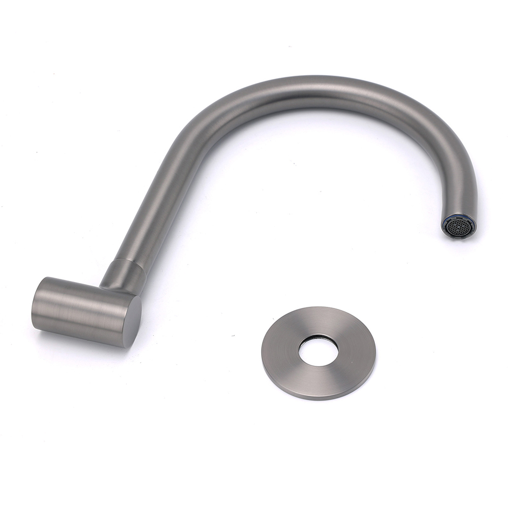 Gun Metal Bathroom Tub Filler Round Gooseneck Arm Faucet Water Outlet Wall Spout - Image 4