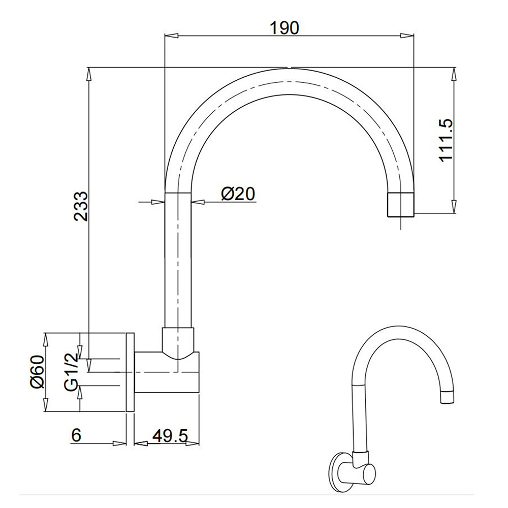 Gun Metal Bathroom Tub Filler Round Gooseneck Arm Faucet Water Outlet Wall Spout - Image 6
