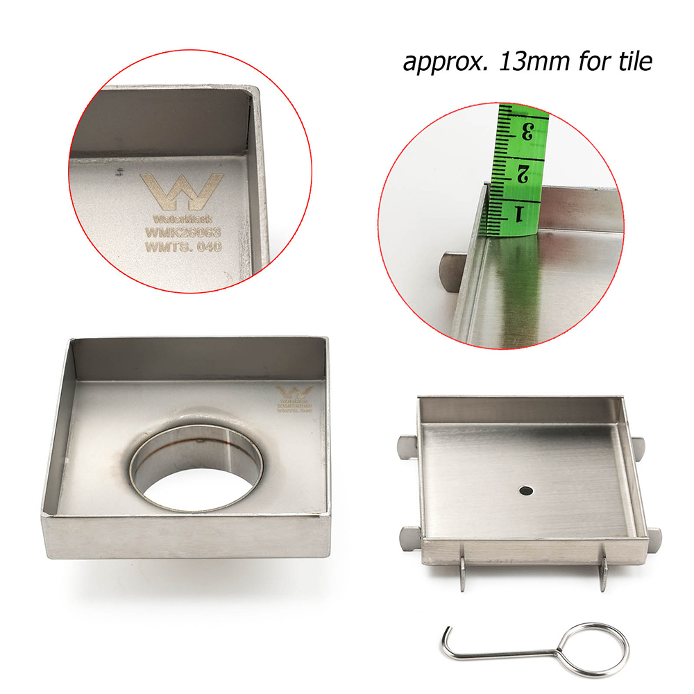 Stainless Steel 100mm Square Tile Insert Shower Grate Floor Drain 50mm Outlet - Image 3