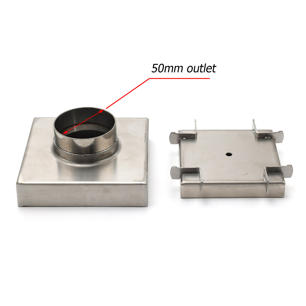 Stainless Steel 100mm Square Tile Insert Shower Grate Floor Drain 50mm Outlet - Image 4