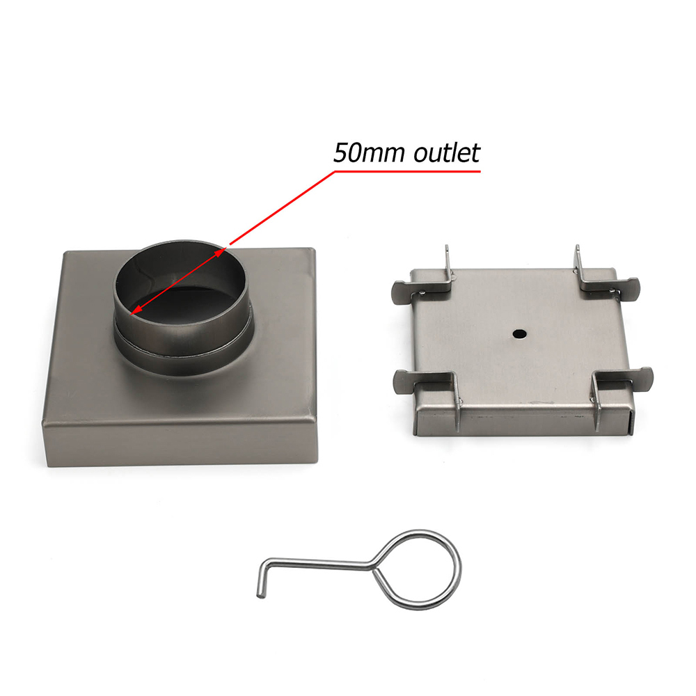 Gun Metal 100mm Square Tile Insert Floor Drain Small Shower Grate 50mm Waste Set - Image 4