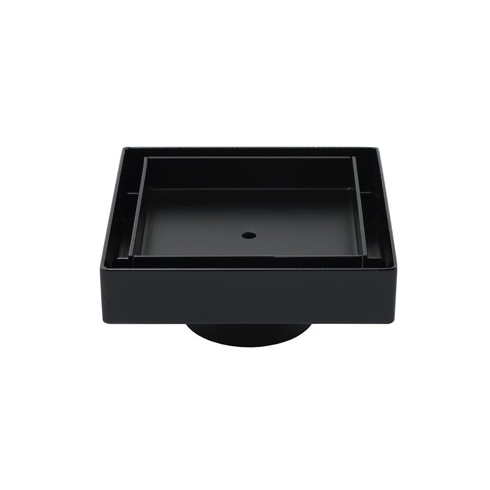WaterMark Matt Black 100x100mm Square Tile Insert Shower Grate Floor Drain 50mm Waste - Image 1