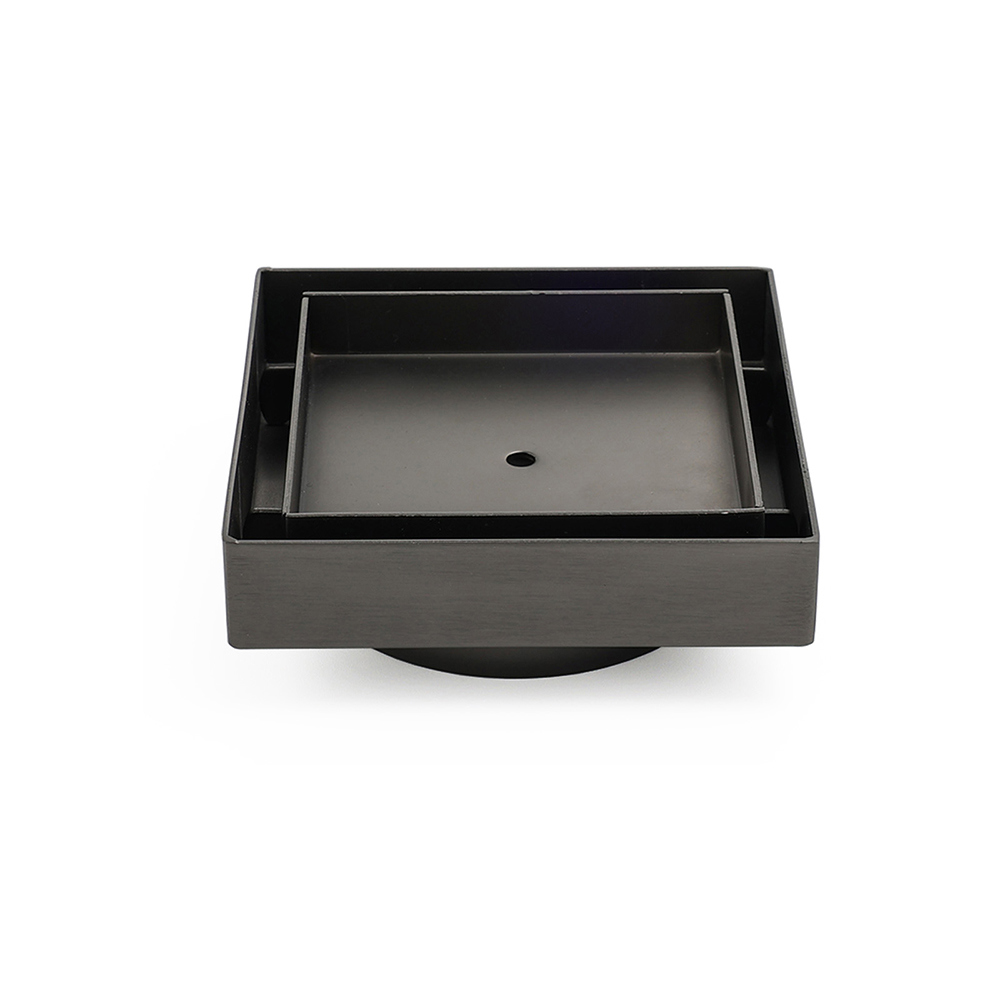 Gun Metal 100x100mm Square Tile Insert Floor Drain Small Shower Grate 80mm Waste - Image 1