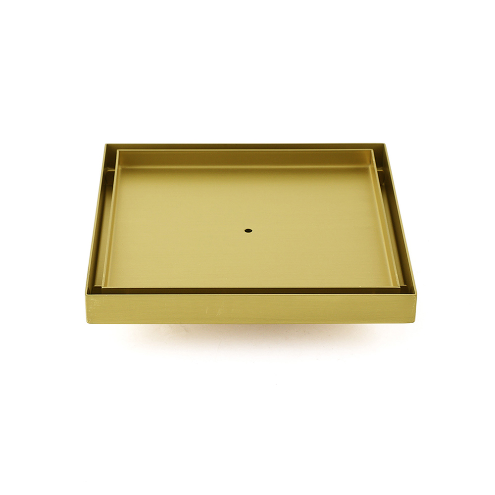 Brushed Gold Large 200mm Tile Insert Floor Drain Shower Grate 50mm Waste Outet - Image 1
