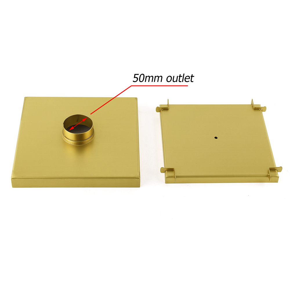 Brushed Gold Large 200mm Tile Insert Floor Drain Shower Grate 50mm Waste Outet - Image 4