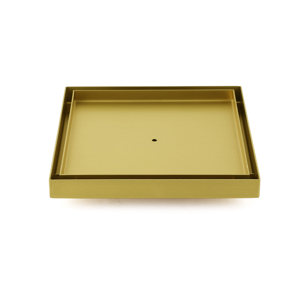 Brushed Gold Large 200mm Tile Insert Bathroom Floor Drain Grate 80mm Waste Outet - Image 1