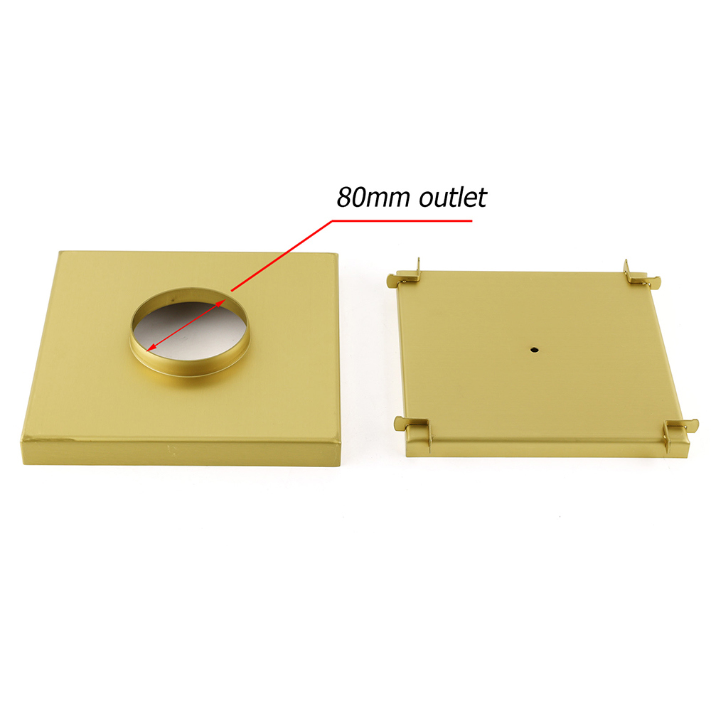 Brushed Gold Large 200mm Tile Insert Bathroom Floor Drain Grate 80mm Waste Outet - Image 4