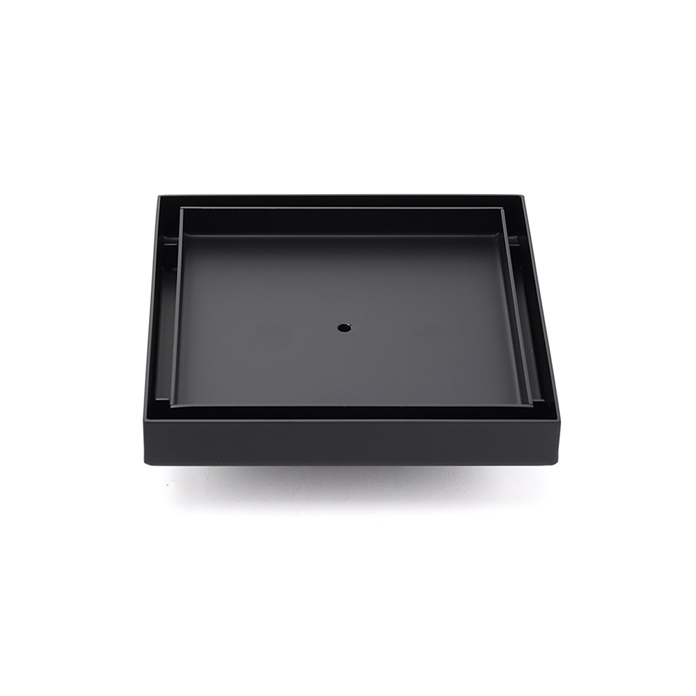 Matt Black 150x150mm Tile Insert Floor Drain Shower Grate 50mm Outlet Watermark - Image 1