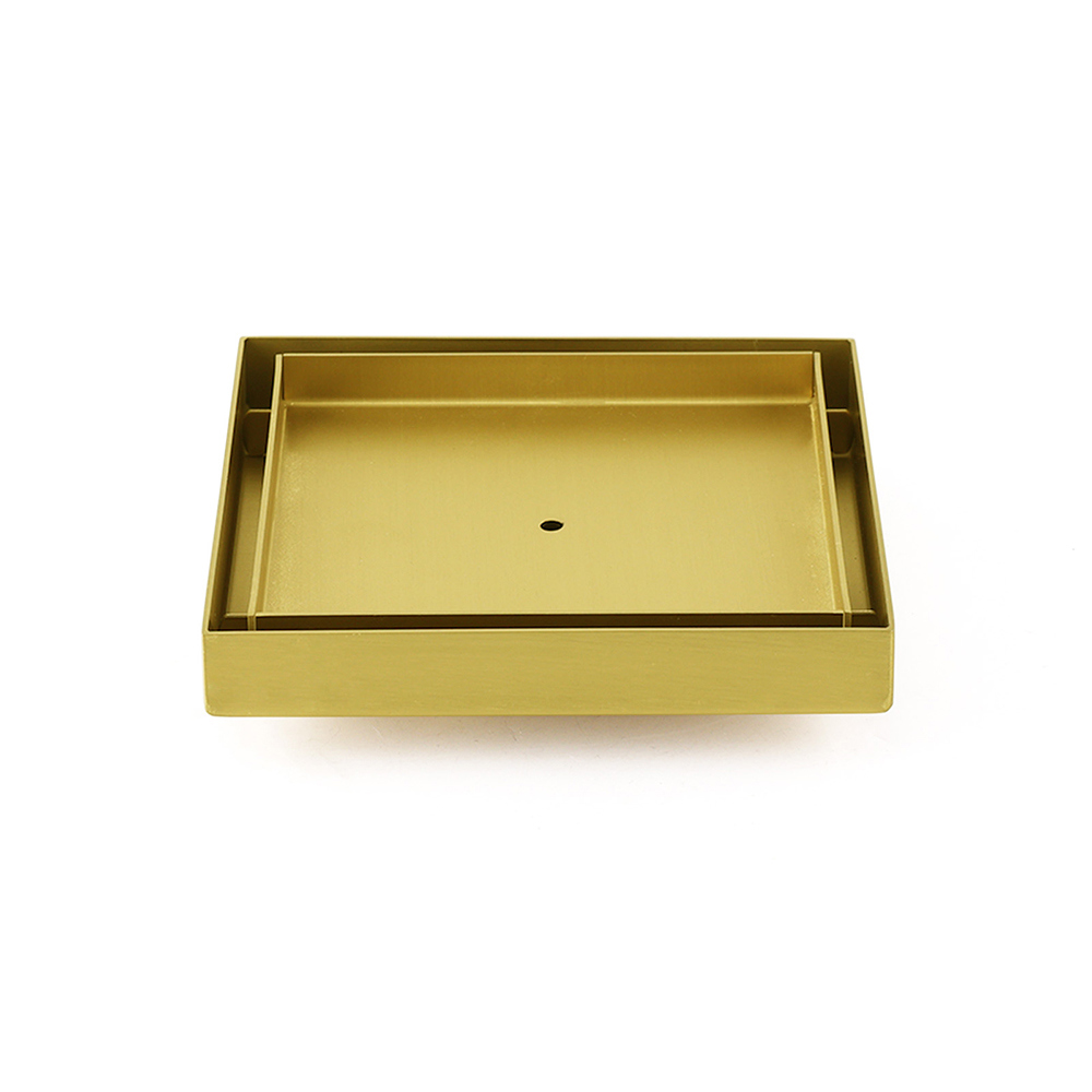 Brushed Gold 150x150mm Tile Insert Floor Drain Shower Grate 80mm Waste Watermark - Image 1