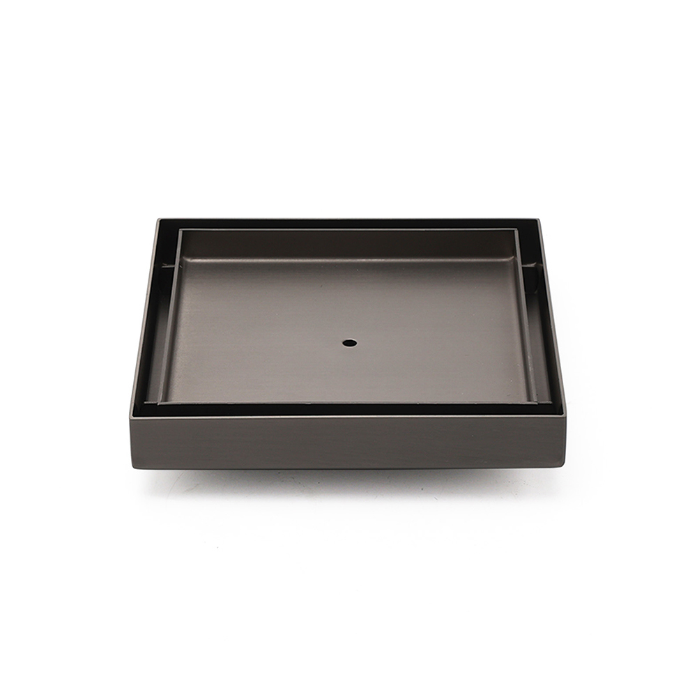 Bathroom Gun Metal 150mm Tile Insert Floor Drain Shower Grate 80mm Waste Outlet - Image 1