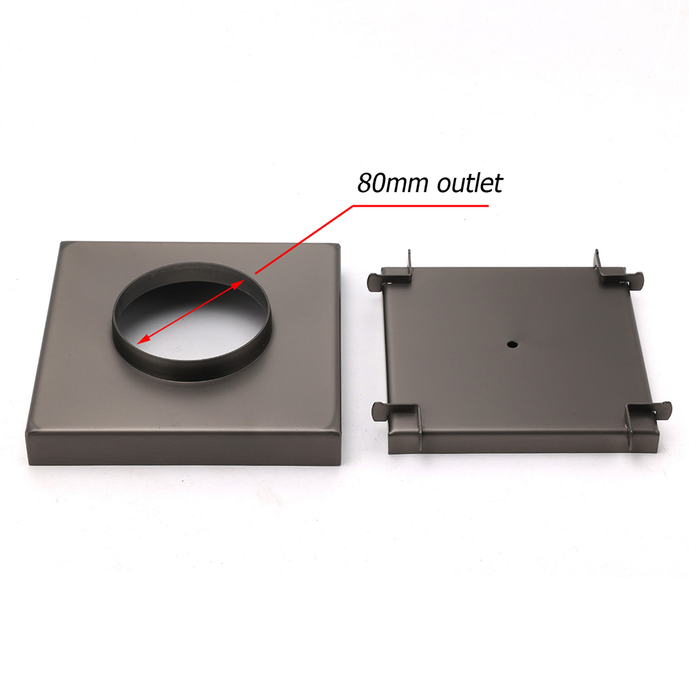 Bathroom Gun Metal 150mm Tile Insert Floor Drain Shower Grate 80mm Waste Outlet - Image 4