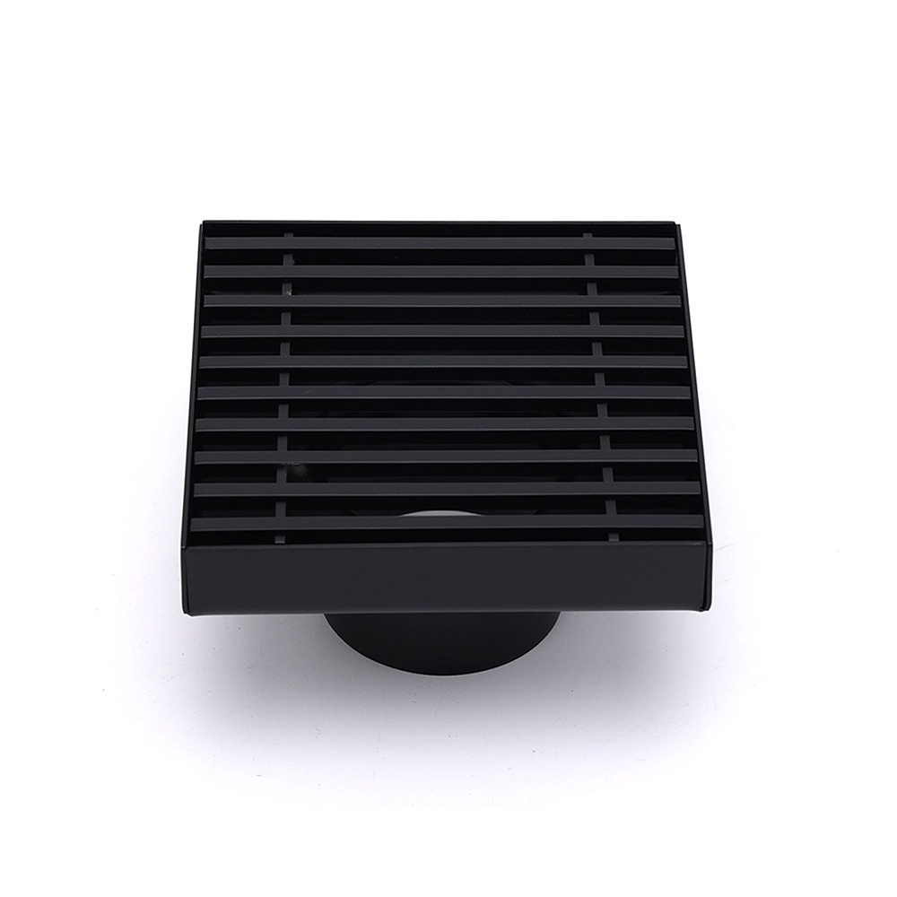 Matt Black 100mm Square Strip Fence Shower Grate Bathroom Floor Drain 50mm Waste - Image 1