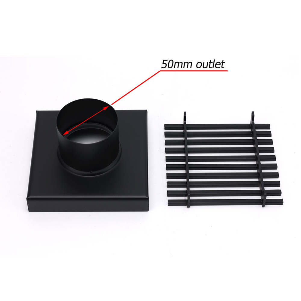 Matt Black 100mm Square Strip Fence Shower Grate Bathroom Floor Drain 50mm Waste - Image 4