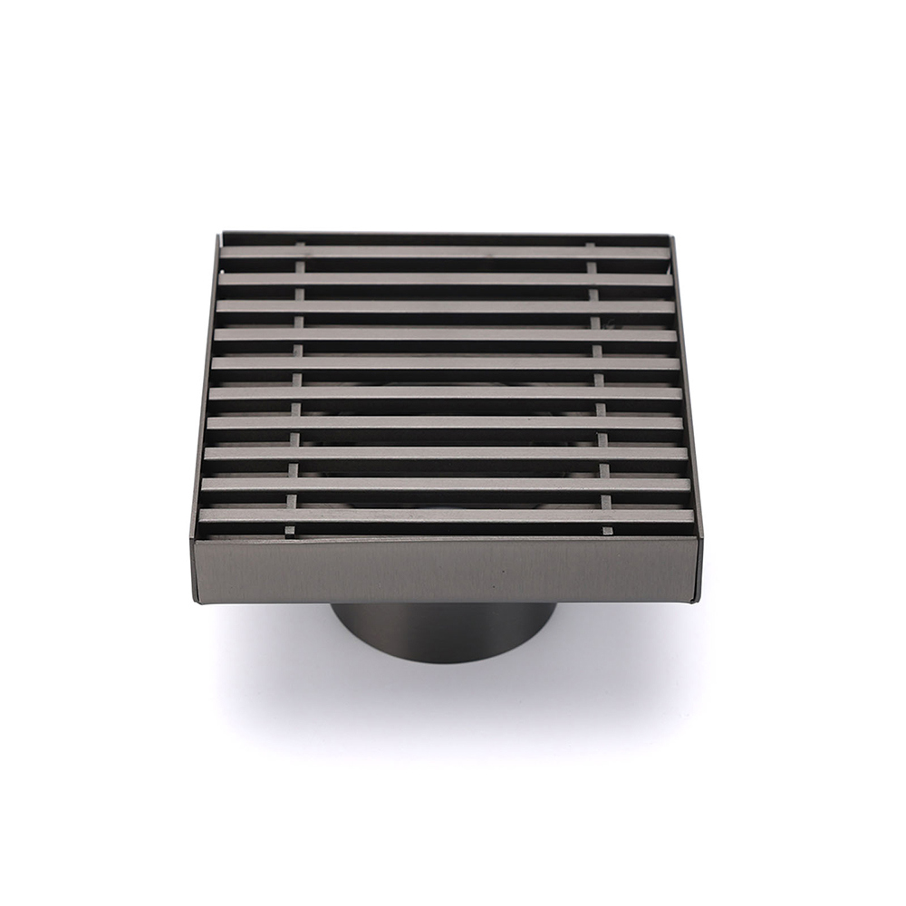 Gun Metal SUS 100mm Square Strip Fence Floor Drain Small Shower Grate 50mm Waste - Image 1