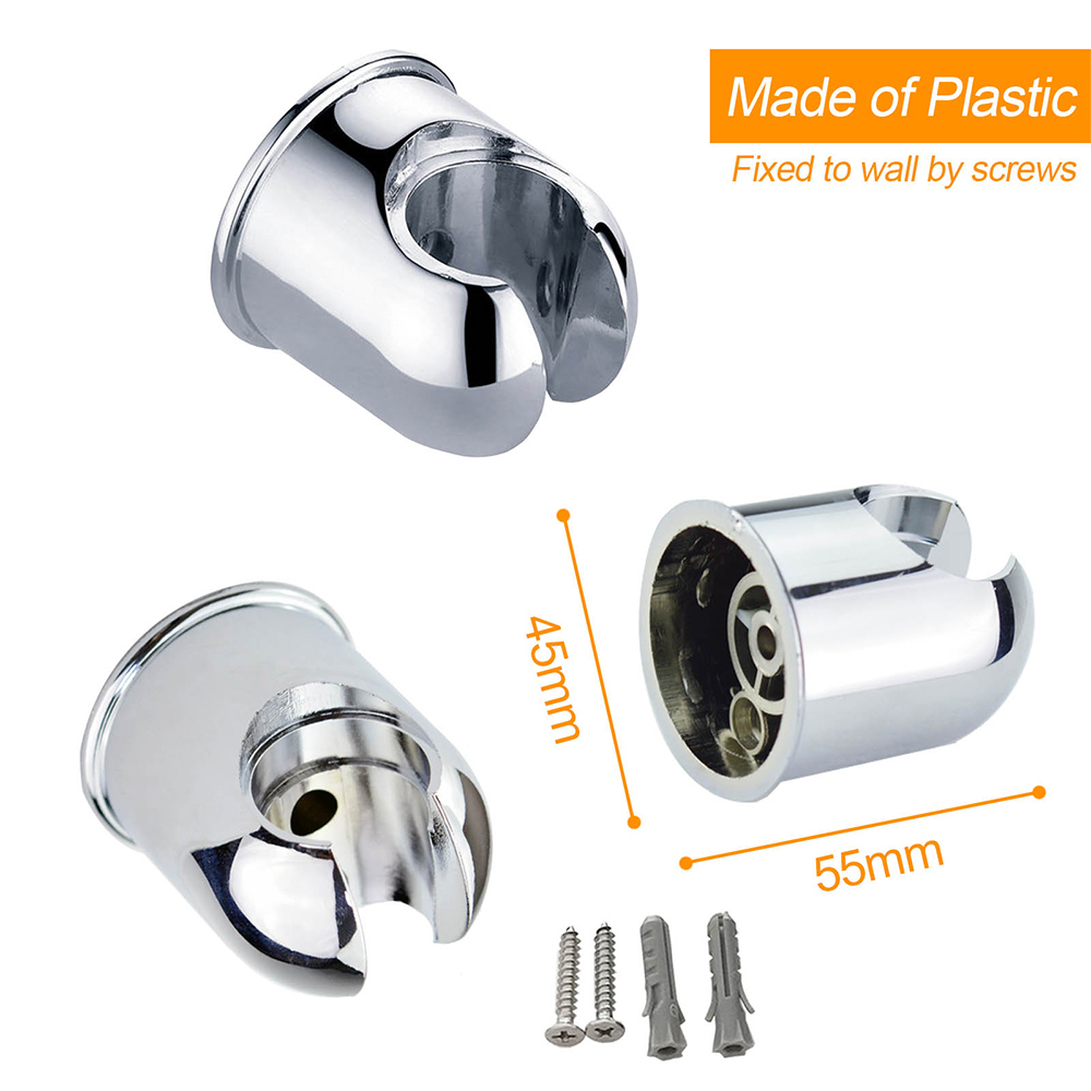 Round ABS Plastic Chrome Wall Hang Bracket Holder For Hand Held Shower Head Hose - Image 2