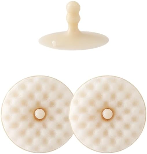 Double-sided dishwashing brush - Sponge brush with suction cup - 1 base + 2 refillable sponges - Scratch-free kitchen brush - Beige - Image 1