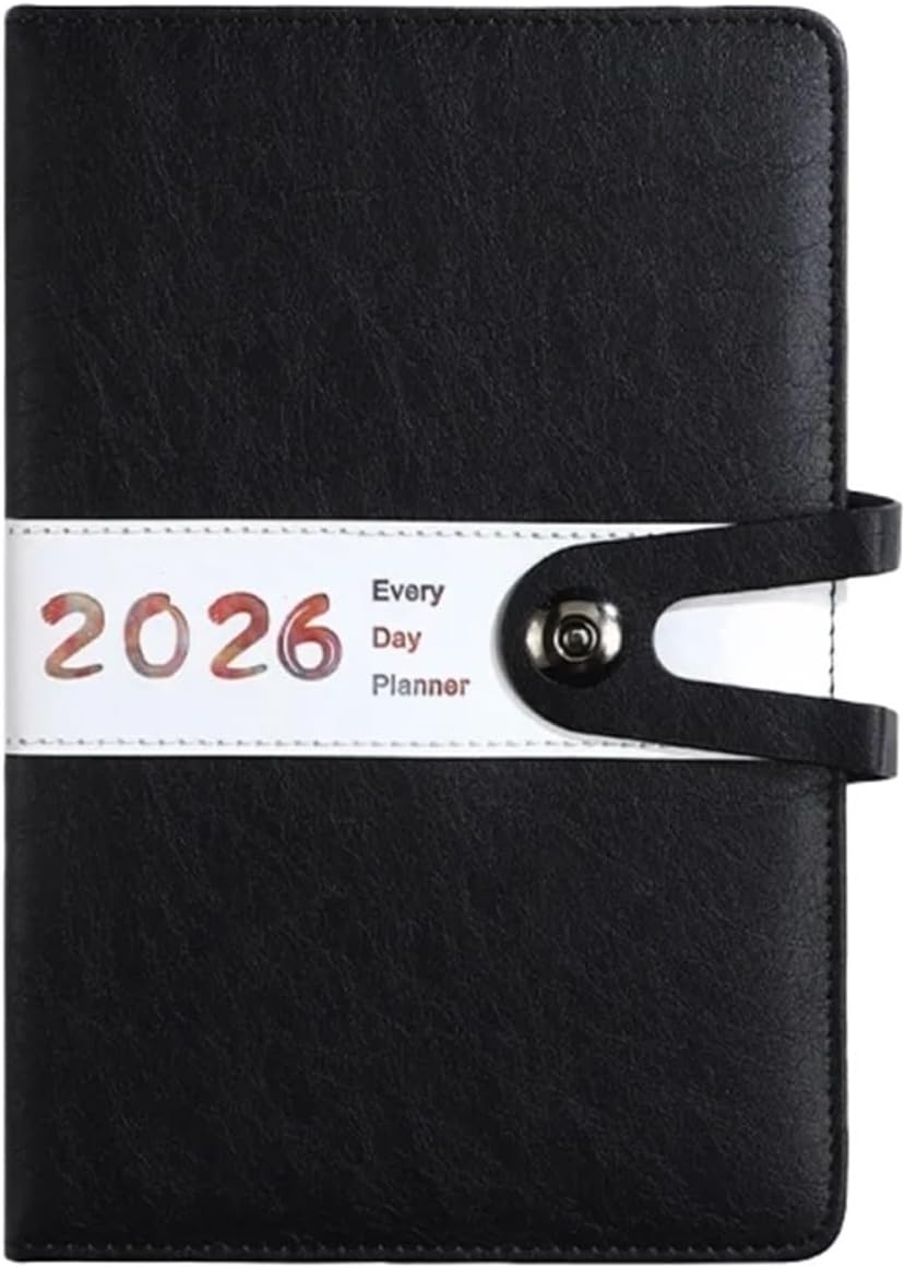 Agenda 2026 Adults - Planner - Journal - Organizer - Business - Texture - PU Material - A5 Format - Black - Image 1