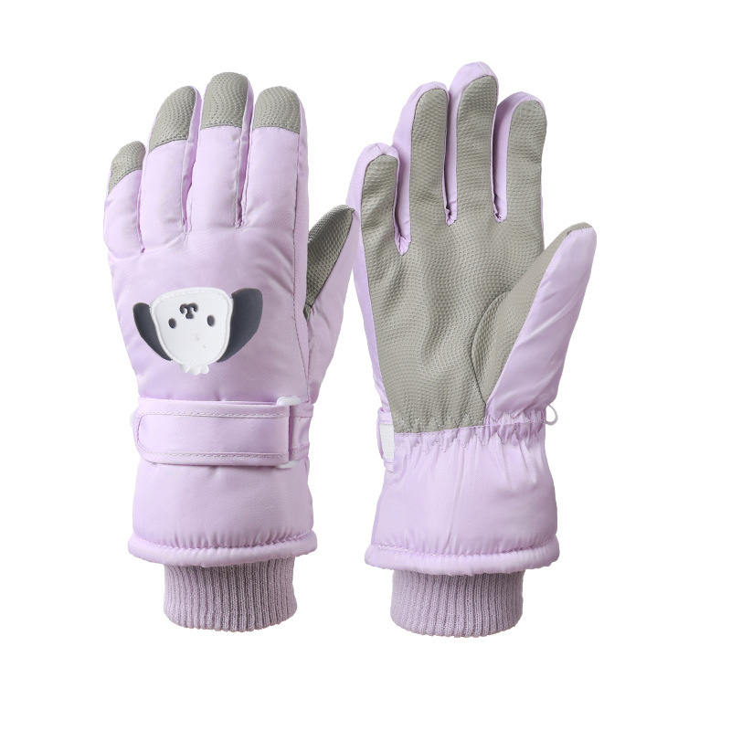 Gloves - Children's Gloves - Children's Ski Gloves - Touchscreen Gloves - Windproof - Warm - Suitable for children from 8 to 14 years in winter - Purple - Image 1