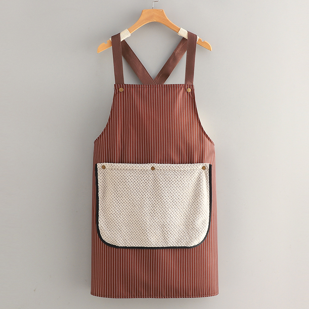 Apron - Kitchen Apron - Waterproof and Stain Resistant - Professional Cooking Apron - With Pockets and Removable Towels - Apron for Women and Men - Coffee Brown - Image 1