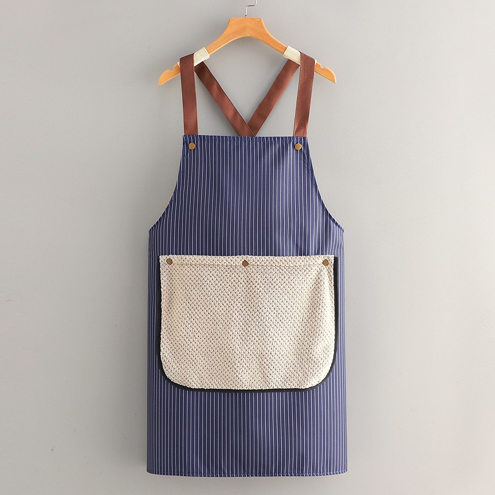 Apron - Kitchen Apron - Waterproof and Stain Resistant - Professional Cooking Apron - With Pockets and Removable Towels - Apron for Women and Men - Navy Blue - Image 1