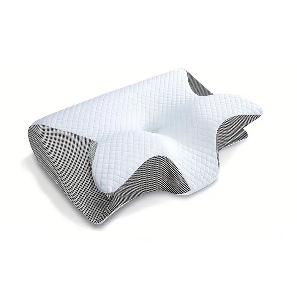 Viscoelastic Neck Pillow, Ergonomic Contour 2-in-1 Neck Pain Orthopedic Pillow, Contour Support Pillow, 1 Piece Light Gray Light gray No, - Image 1
