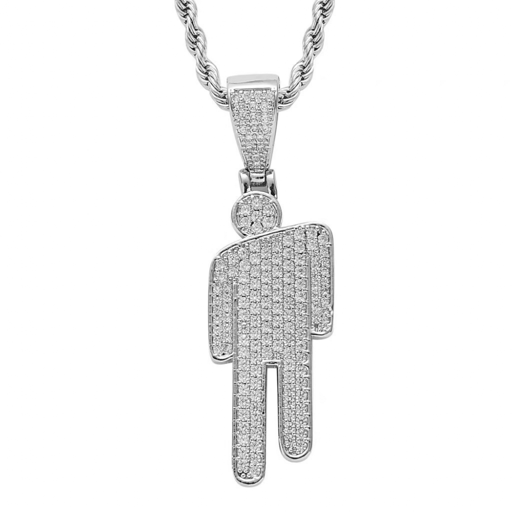 Billie Eilish Necklace for Women, Silver Pendant, Charms - Image 1