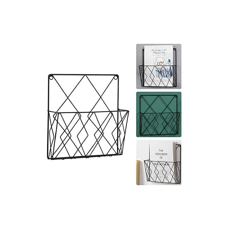 Wall Mounted Newspaper Holder Newspaper Shelf Storage Rack Black Pull - Image 4
