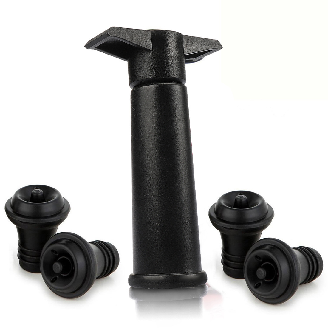 Vacu Vin Black Pump with Wine Saver Stoppers - Keeps Wine Fresh - Image 1