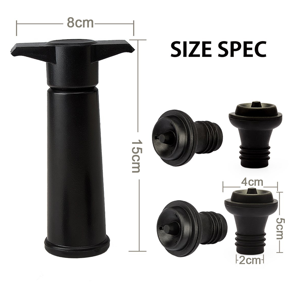 Vacu Vin Black Pump with Wine Saver Stoppers - Keeps Wine Fresh - Image 2