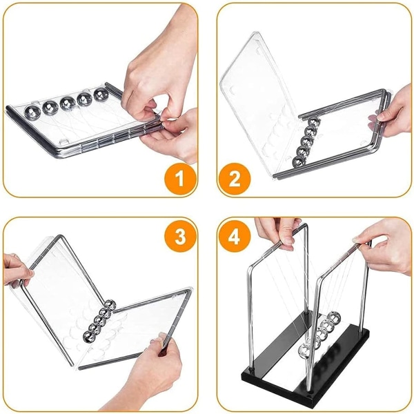 Newton's pendulum, large Newton's cradle 18 cm pendulum Newton's balls Newton's swing Science game Office desk decoration - Image 3