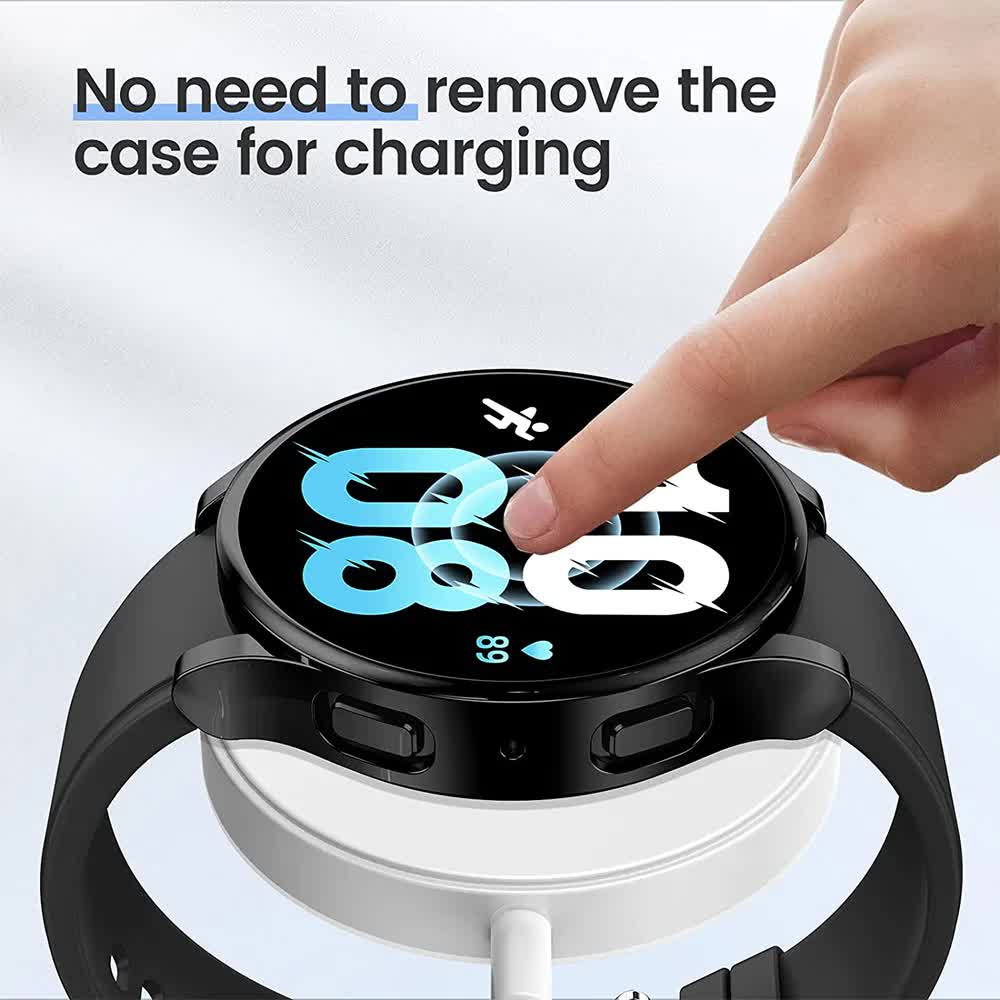 Compatible with Samsung Galaxy Watch 4 5 6 40 mm 44 mm Case Protection Silicone TPU Bumper Screen Protector Black Galaxy Watch6 44mm - Image 6