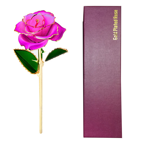 24K Gold Plated Rose, Dried Flower Kit with Gift Box and Display Stand, Rose Red - Image 1