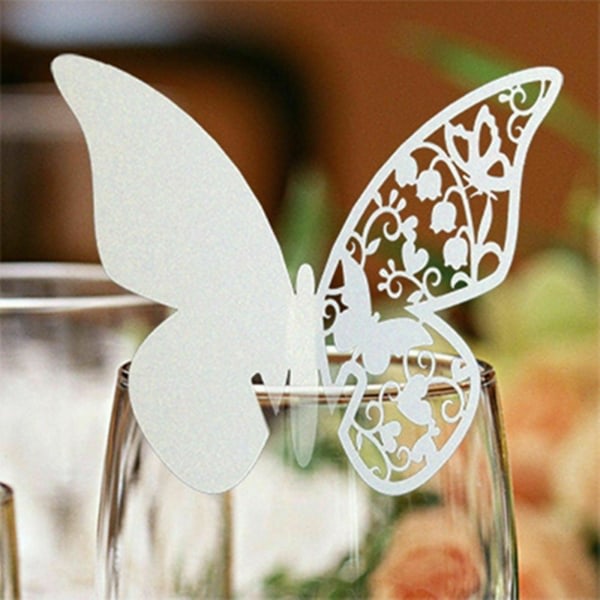 40pcs Butterfly Hanging Glass Cards - Wedding Decoration - Creative White 40pcs - Image 3