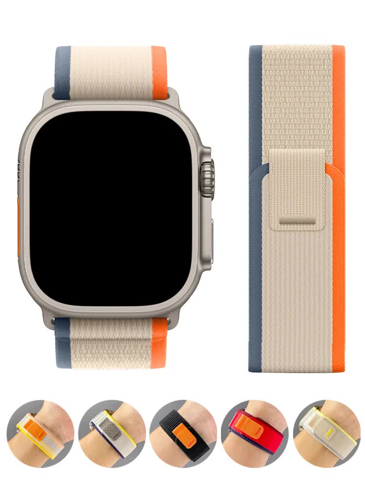 Trail strap for Apple Watch Ultra 2 band 49mm 44mm 45mm 40mm 41mm 38mm 42mm 45 44mm bracelet iWatch series 8 9 7 6 5 3 see Orange Beige Orange Beige 42 44 45 49mm - Image 2