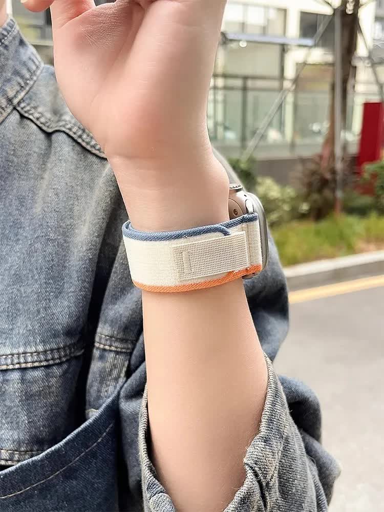 Trail strap for Apple Watch Ultra 2 band 49mm 44mm 45mm 40mm 41mm 38mm 42mm 45 44mm bracelet iWatch series 8 9 7 6 5 3 see Orange Beige Orange Beige 42 44 45 49mm - Image 7