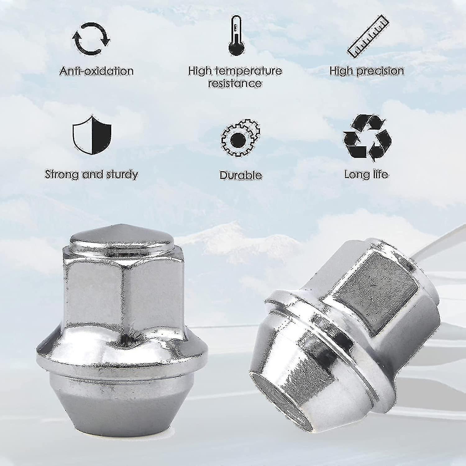 Aluminum Wheel Nuts. M12 X 1.5 Conical 19mm Hex Replacement for Ford Alloy Wheels (Silver) - Image 2