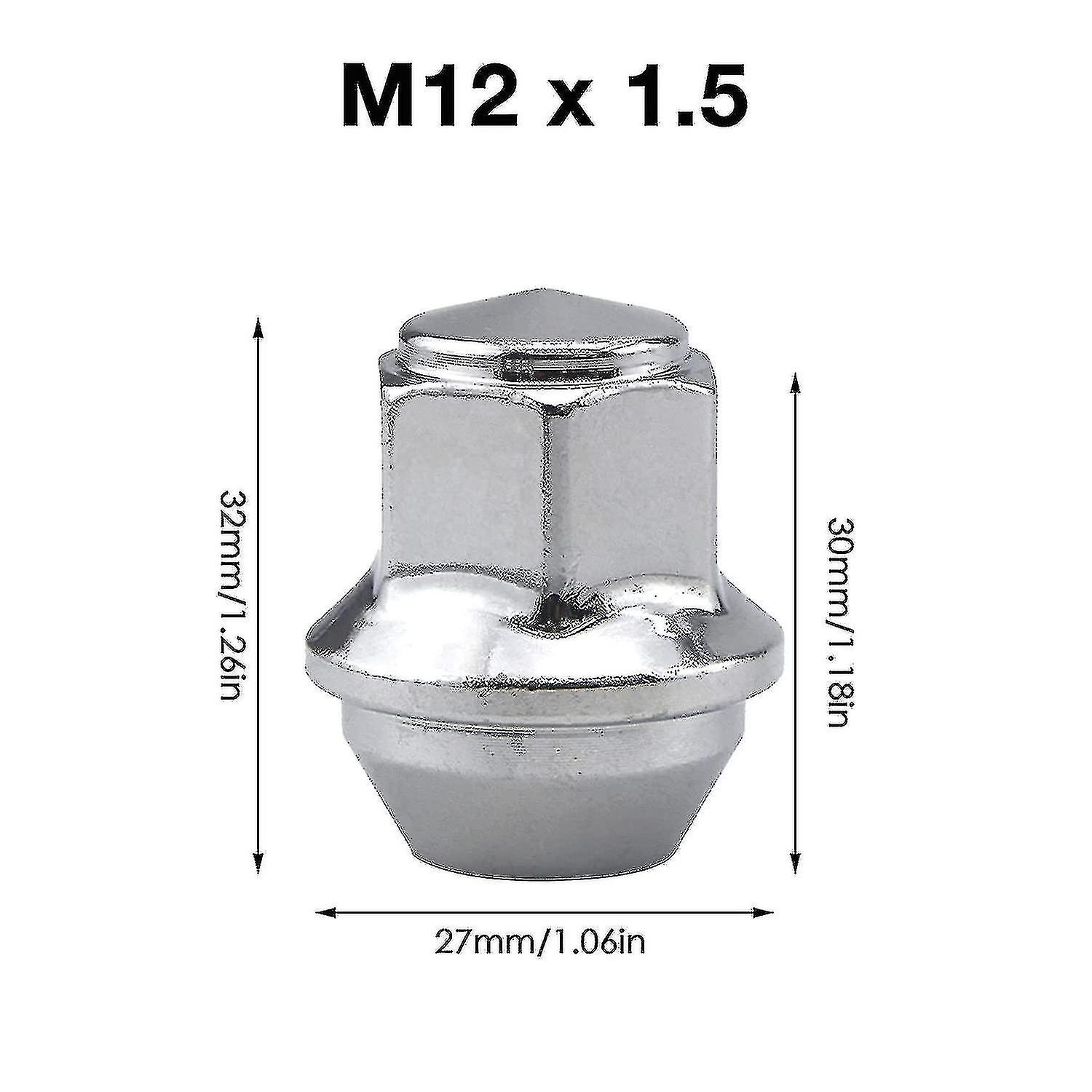 Aluminum Wheel Nuts. M12 X 1.5 Conical 19mm Hex Replacement for Ford Alloy Wheels (Silver) - Image 4