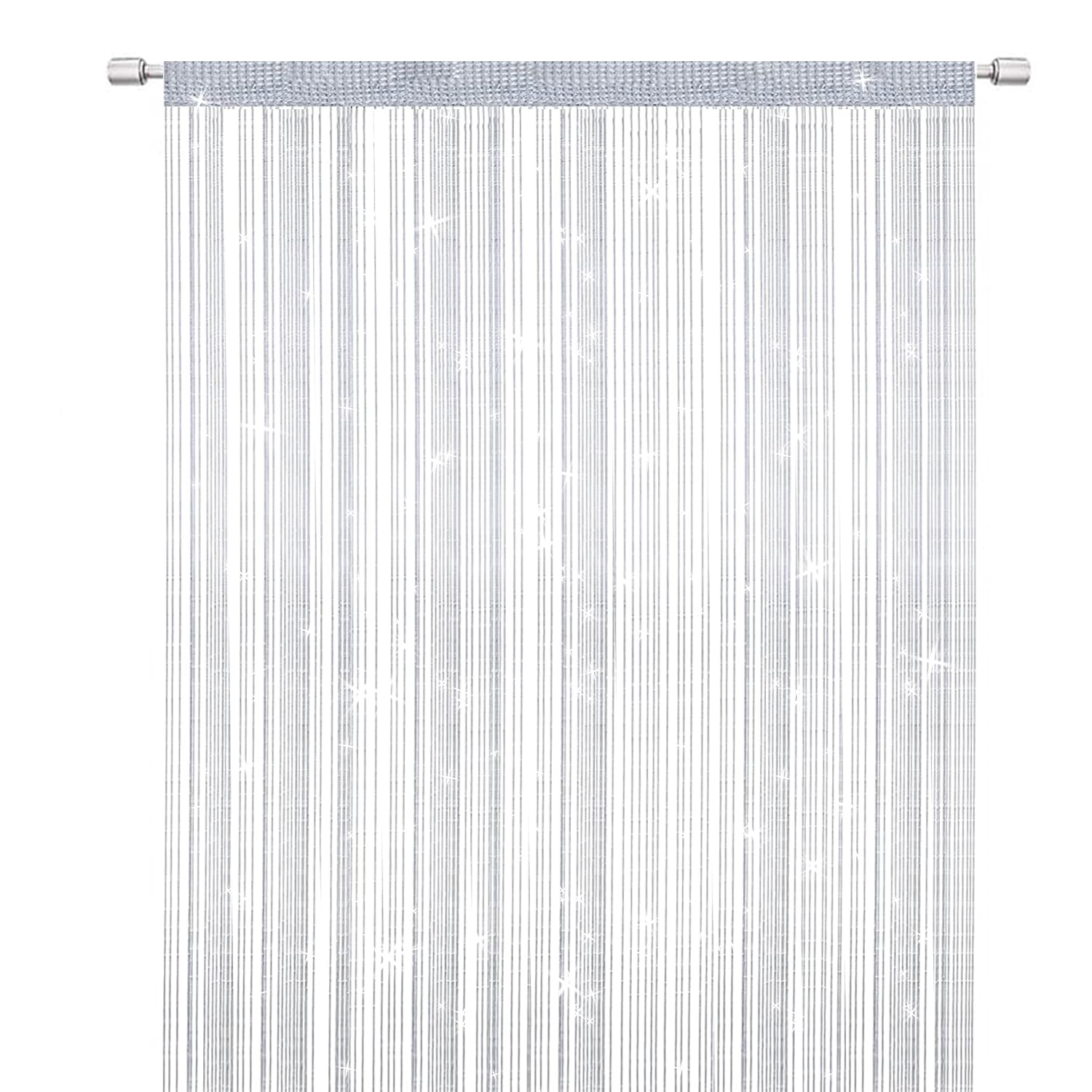 String Curtains Door Mosquito Net, Elegant Divider Tassel Curtain for Home Decor, Partition Curtain for Doors and Windows, White (100x200cm) - Image 1