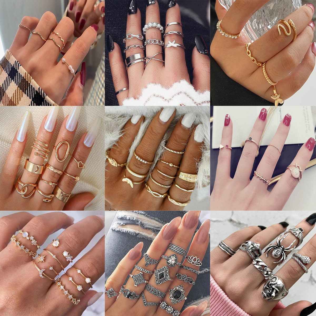 Fashion women's ring open ring led ring little finger ring set Amazon ZCR015 - Image 2