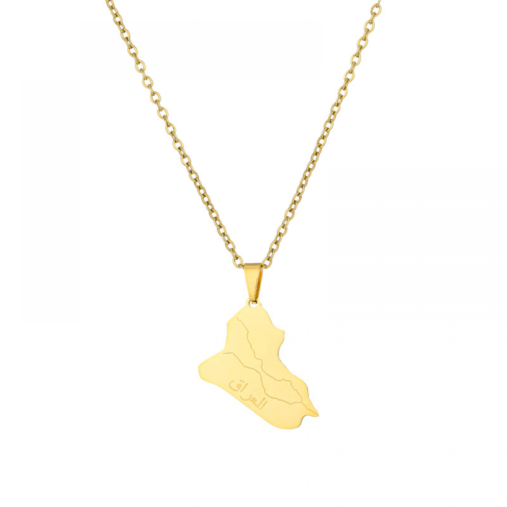 Stainless Steel Necklace for Women, Map of the Republic of Iraq - Image 4