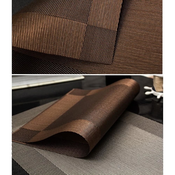 PVC Non-Slip PVC Placemats Set Heat Resistant Placemats Dining Table Kitchen Mat (Set of 4) Gold - Image 2
