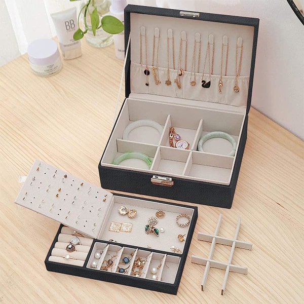 Jewelry Box Jewelry PU Leather Storage Box (Black) - Image 3