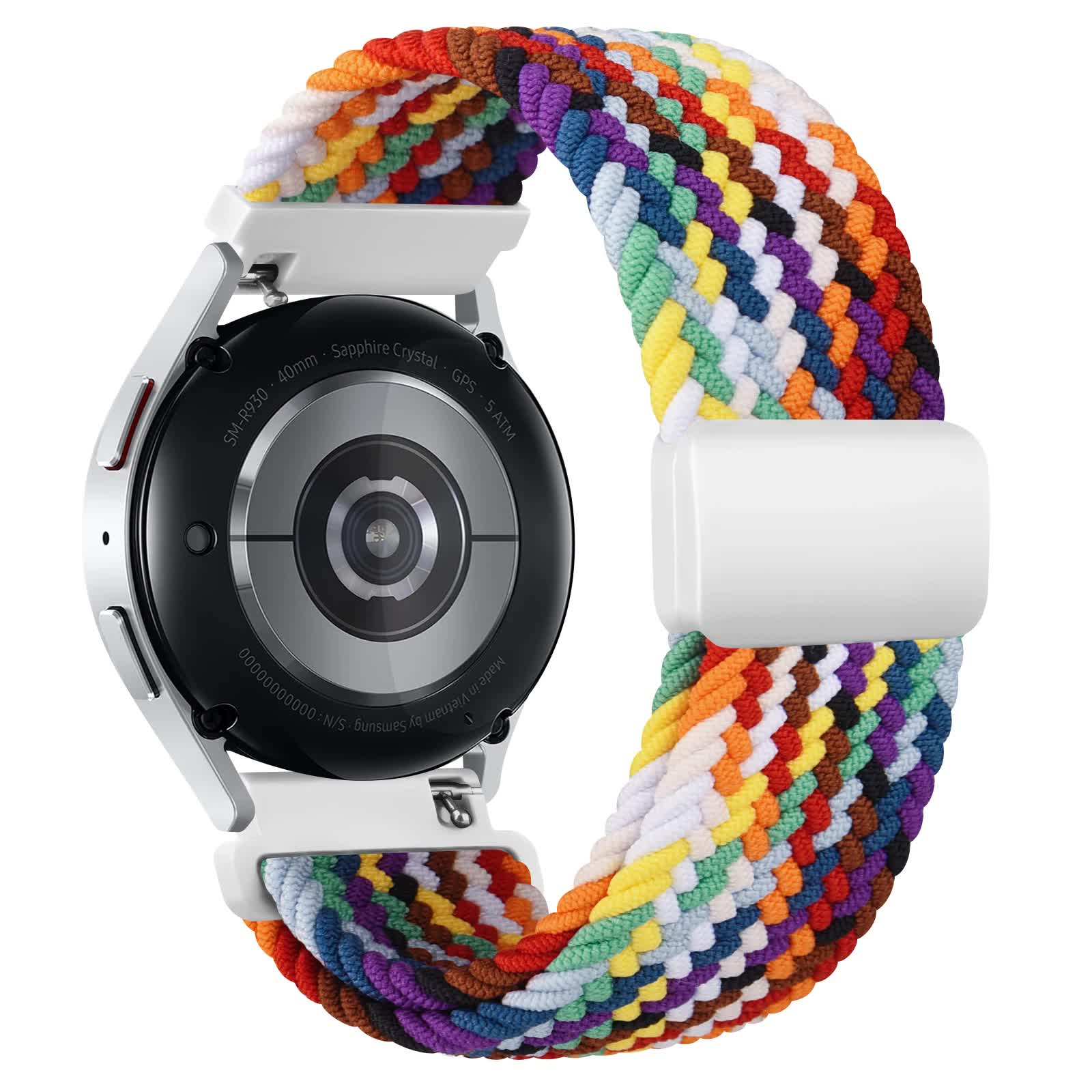 20mm Braided Sololoop for Garmin Vivoactive 5/3/3 Music Band Wristband for Garmin VivoMove3/Trend/Sport Venu SQ/SQ2/2plus Strap Rainbow Rainbow 20mm - Image 4