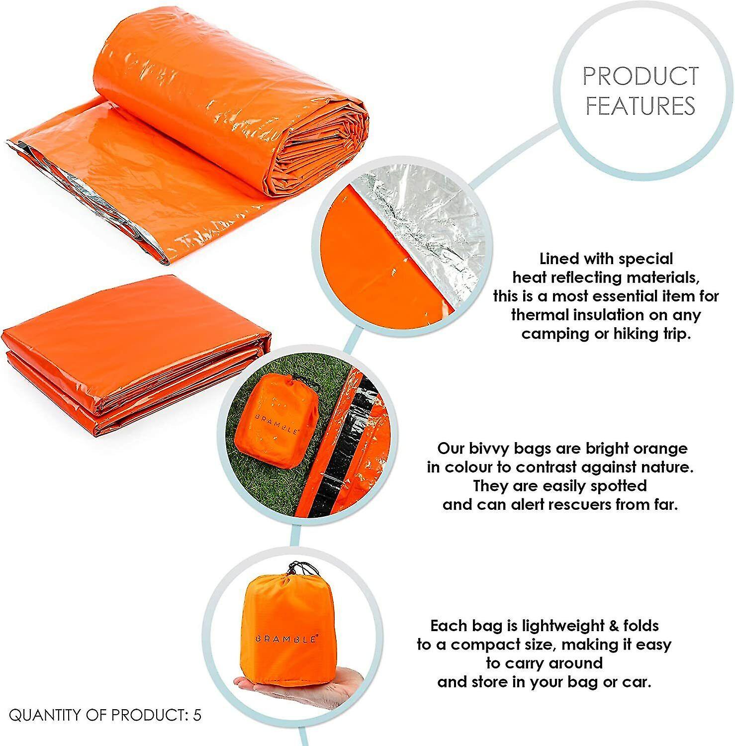 4x Outdoor Emergency Thermal Waterproof Sleeping Bag Camping Survival Bivvy Sack - Image 5
