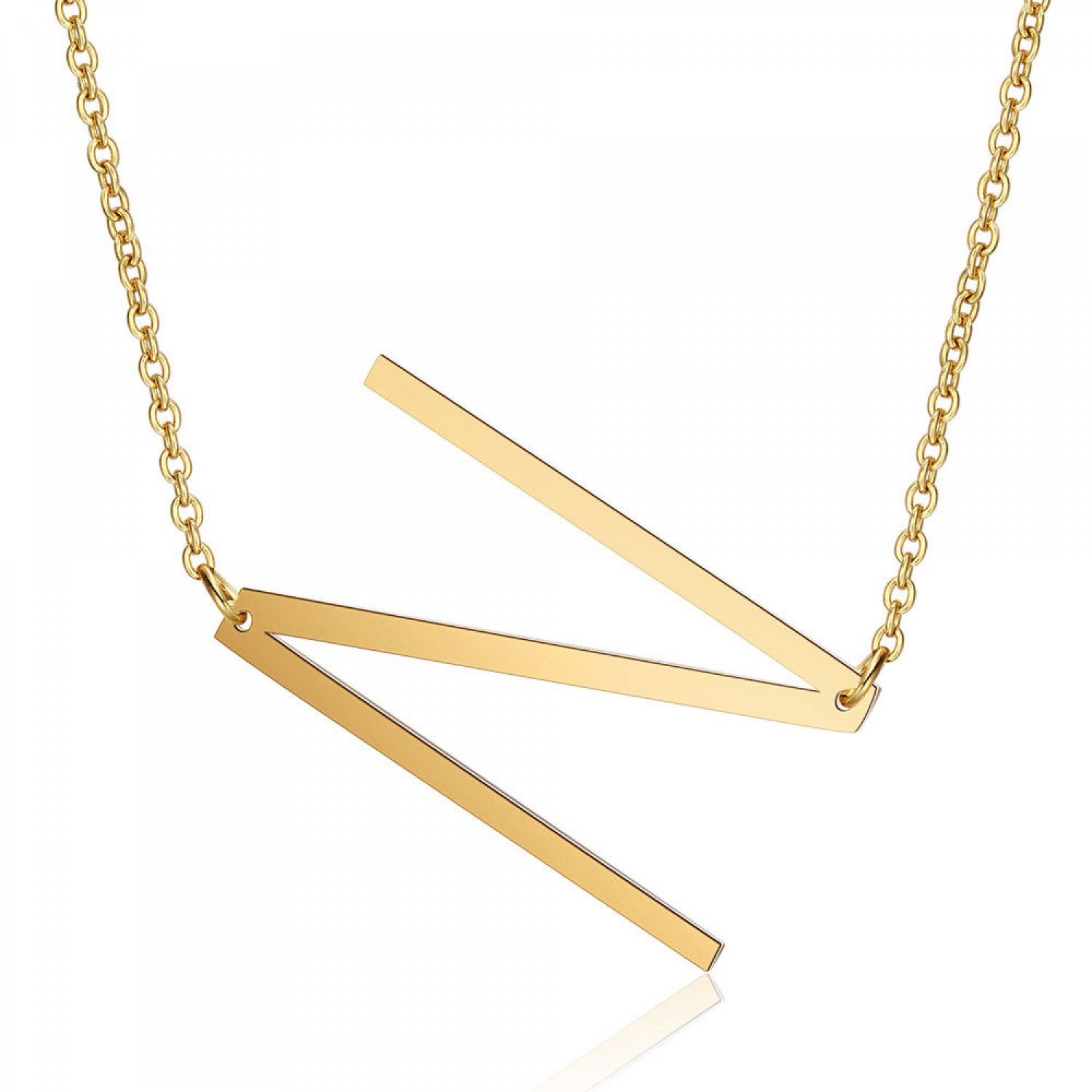 Sideways Block Initial Letter Pendant Necklace for Women --- - Image 1