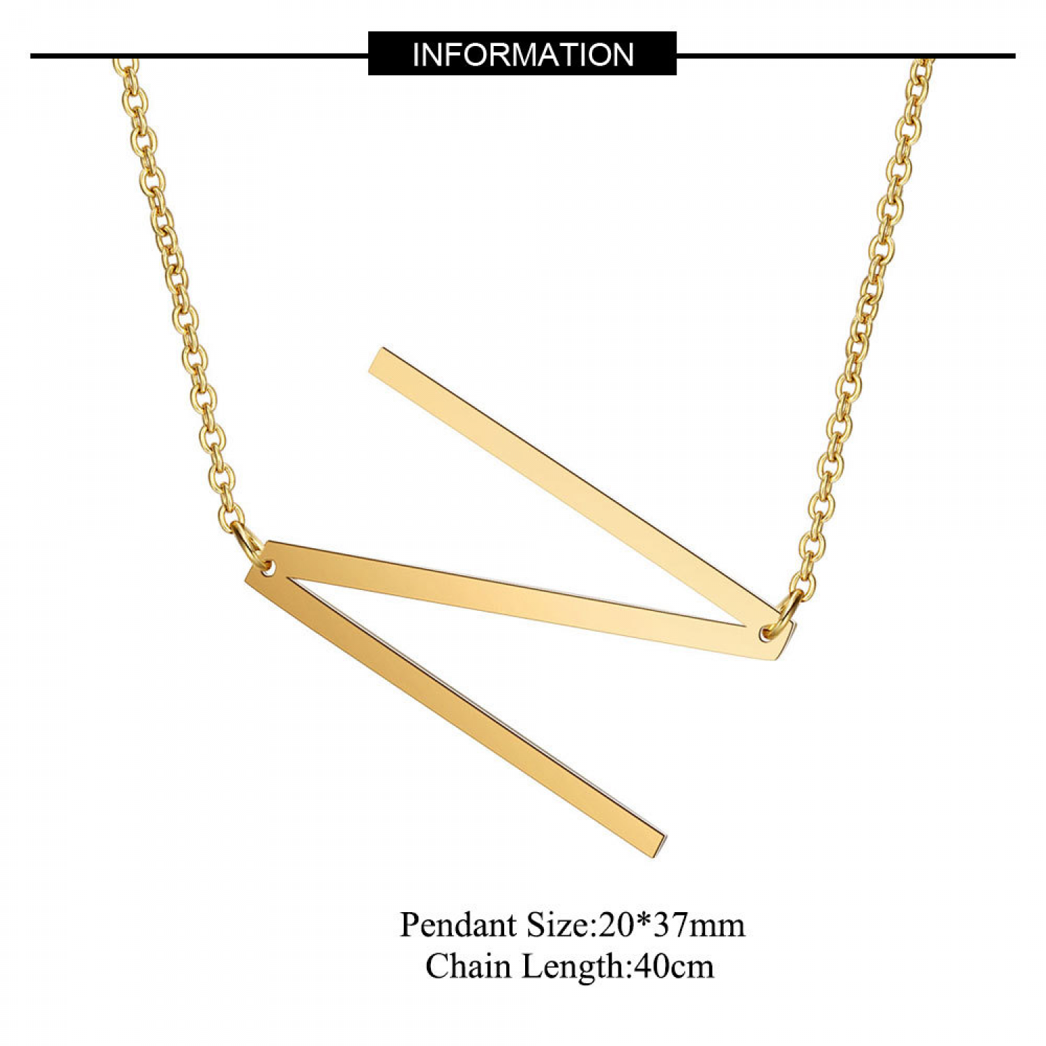 Sideways Block Initial Letter Pendant Necklace for Women --- - Image 2