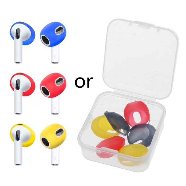 sets of earplugs for Airpods Pods 3 silicone ear caps Bluetooth compatible headphones Earplugs Ear cushions Ultra-thin anti-slip Blue red yellow Blue red yellow - Image 1